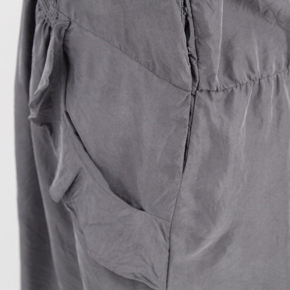 Rebecca Taylor Silk Beaded Embellished Sheath Dress Gray Pockets Scoop Neck 10 - Picture 4 of 7